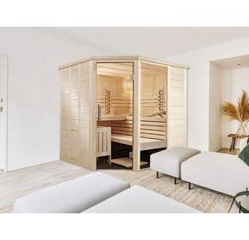 SENTIOTEC Kombisauna (Finn+Infra) Alaska Corner Infra+, Massivholzsauna aus Finnland