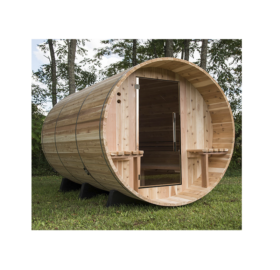 ALMOST HEAVEN Fass-Sauna Weston aus rustischem Zedernholz, Massivholzsauna aus Finnland