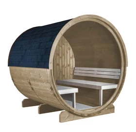 SENTIOTEC Fass-Sauna KUUSI 220 cm lang, mit Vollglasfenster