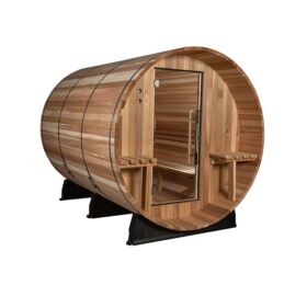 ALMOST HEAVEN Fass-Sauna Huntington aus rustischem Rotzedernholz