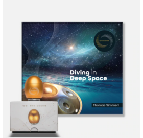 Klangei eyvo Vibrationsplayer, Gold, inkl. Musik-Kreation „Diving in deep Space”
