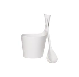 RENTO "Pisara" Saunakübel mit Kelle, Biocomposite, Weiß