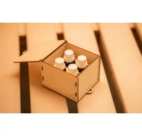 Bassau Duftaufbewahrungsbox im Set mit Bassau Premium ätherischen Saunaölen (15 ml), Mit 4 Düften