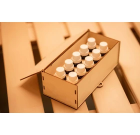 Bassau Duftaufbewahrungsbox im Set mit Bassau Premium ätherischen Saunaölen (15 ml), Mit 10 Düften