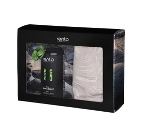 RENTO Sauna Geschenkbox, 2 Stk Sauna Sitztuch und 400ml Saunaduft, Birke