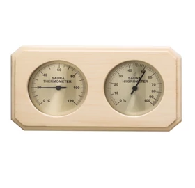 Sauna Thermo- und Hygrometer Quadrat, aus Espenholz, 8-eckig