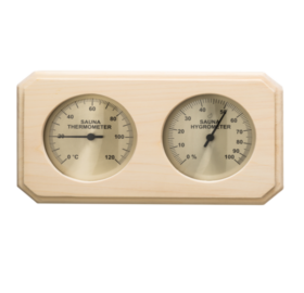 Sauna Thermo- und Hygrometer Quadrat, aus Espenholz, 8-eckig