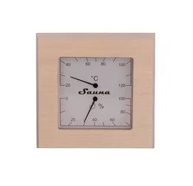 Sauna Thermo- und Hygrometer Quadrat aus Espenholz
