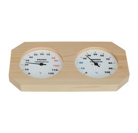 Sauna Thermo- und Hygrometer in Naturholz Rahme, hell