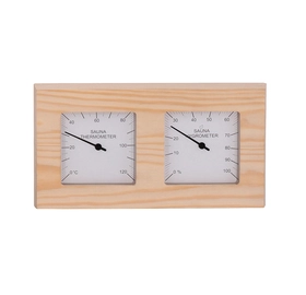 Sauna Thermo- und Hygrometer  Quadrat, aus Espenholz, geteilt