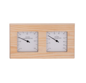 Sauna Thermo- und Hygrometer  Quadrat, aus Espenholz, geteilt