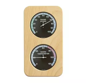 Sauna Thermo- &amp; Hygrometer - Rahmen aus Massivholz