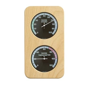 Sauna Thermo- &amp; Hygrometer - Rahmen aus Massivholz