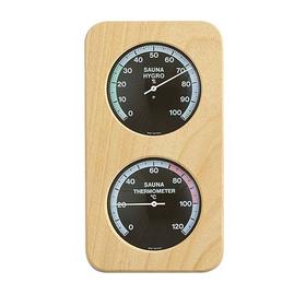 Sauna Thermo- &amp; Hygrometer - Rahmen aus Massivholz