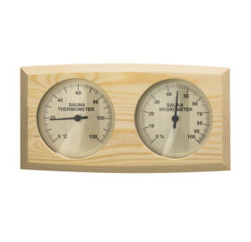 Thermo-Hygrometer  Quadrat, aus Espenholz, gewölbt