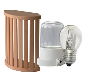 Sauna Eckleuchte Holzschirm Oslo mit Innenleuchte & Halogen-Birne