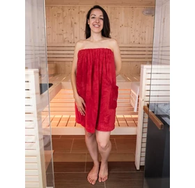 FINNSA Damen Sauna-Kilt Teddy-Plüsch, Rot