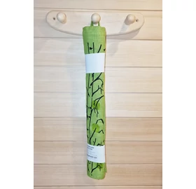 Pikkupuoti Sauna Liegetuch aus 100% Leinen, Lime mit Blätter Motiv
