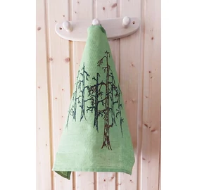 Pikkupuoti Sauna Sitztuch aus 100% Leinen, Lime mit Baum Motiv