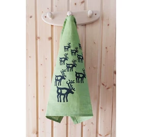 Pikkupuoti Sauna Sitztuch aus 100% Leinen, Lime mit Rentier Motiv