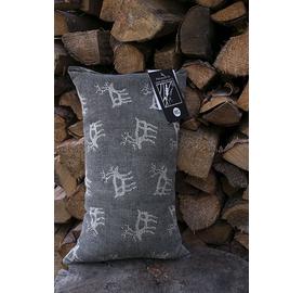 Pikkupuoti Saunakissen aus 70% Leinen-30% Baumwolle, Grau mit Rentier Motiv