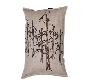 Pikkupuoti Saunakissen aus 100% Leinen, Beige mit Baum Motiv