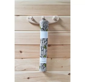 Pikkupuoti Sauna Liegetuch aus 100% Leinen, Beige mit Blätter Motiv