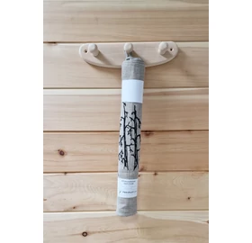 Pikkupuoti Sauna Liegetuch aus 100% Leinen, Beige mit Baum Motiv