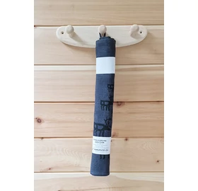 Pikkupuoti Sauna Liegetuch aus 100% Leinen, Anthrazit mit Rentier Motiv