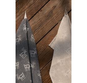 Pikkupuoti Sauna Sitztuch aus 70% Leinen-30% Baumwolle, Beige mit Rentier Motiv