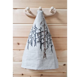 Pikkupuoti Sauna Sitztuch aus 100% Leinen, Beige mit Baum Motiv