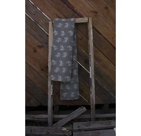Pikkupuoti Sauna Liegetuch aus 70% Leinen-30% Baumwolle, Grau mit Rentier Motiv