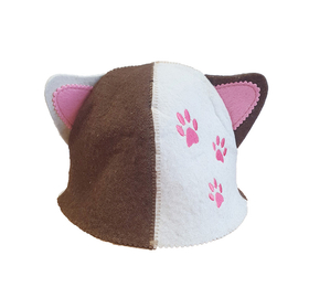 Sauna-Mütze "Katze mit Ohren" aus 100% Baumwolle (Grösse: ca S/M)