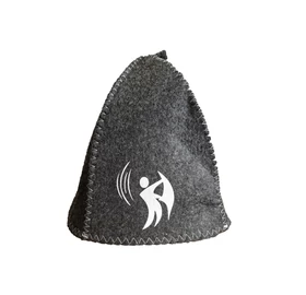Sauna-Mütze aus Wollmischung, Grau, mit Sauna Motiv VII.