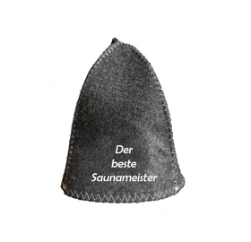 Sauna-Mütze aus Wollmischung, Grau, mit Sauna Motiv IX.