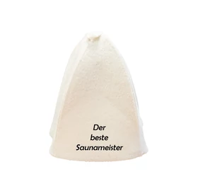 Sauna-Mütze aus Wollemischung, Weiß, mit Sauna Motiv VI.