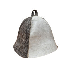 Sauna-Mütze aus Wollemischung, Weiß / Grau