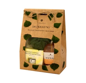 EMENDO Sauna Set: Zitrone-Menthol Saunaduft (10ml), Honig Sauna Seife, Massageschwamm fichtelgrün