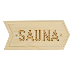 Holzschild "SAUNA" Pfeilrichtung rechts aus Naturholz