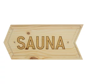 Holzschild "SAUNA" Pfeilrichtung links aus Naturholz