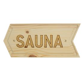Holzschild "SAUNA" Pfeilrichtung links aus Naturholz