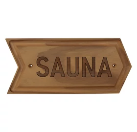 Holzschild "SAUNA" Pfeilrichtung rechts aus Thermoholz