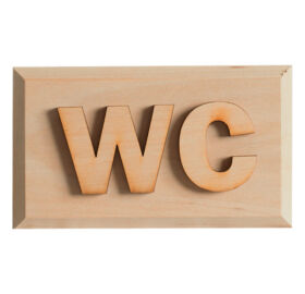 Hinweisschild „WC” aus Erlenholz