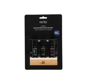 RENTO Sauna Geschenkbox, 3x10ml Saunaduft, in einem Bambushalter