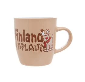 Becher mit Rentiermotiv aus Finnland, der Heimat des Saunabadens