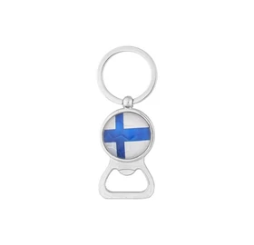 Schlüsselanhänger und Flaschenöffner mit finnischem Motiv aus Finnland, der Heimat des Saunabadens