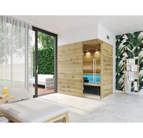 SAUNA KING Finnsauna für 3-4 Personen aus Saunaboard (Eiche, rissig), 200x160cm