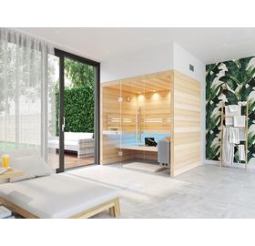 SAUNA KING Finnsauna für 3-4 Personen aus Hemlock, mit Vollglasfront, 200x160cm