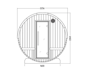 HARVIA Fass-Sauna KASKI 240 cm lang, mit Terasse und halbrundem Fenster