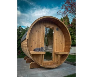 HARVIA Fass-Sauna KASKI 220 cm lang, mit PANORAMA Fenster